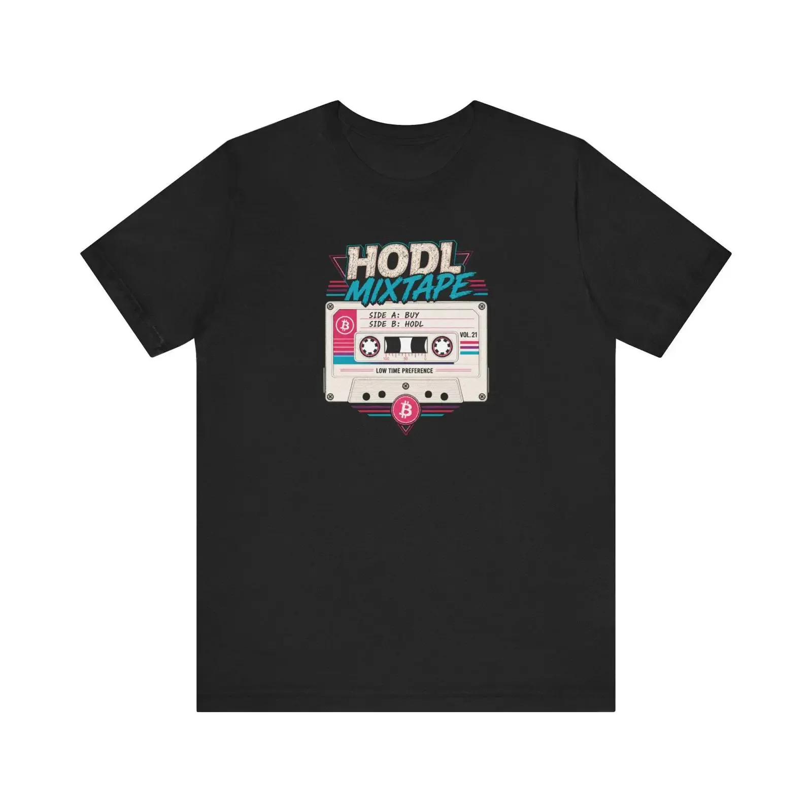 HODL Mixtape Cassette T Shirt Bitcoin Low Time Preference retro design Bella Canvas 3001 vintage Washed streetwear Stylish