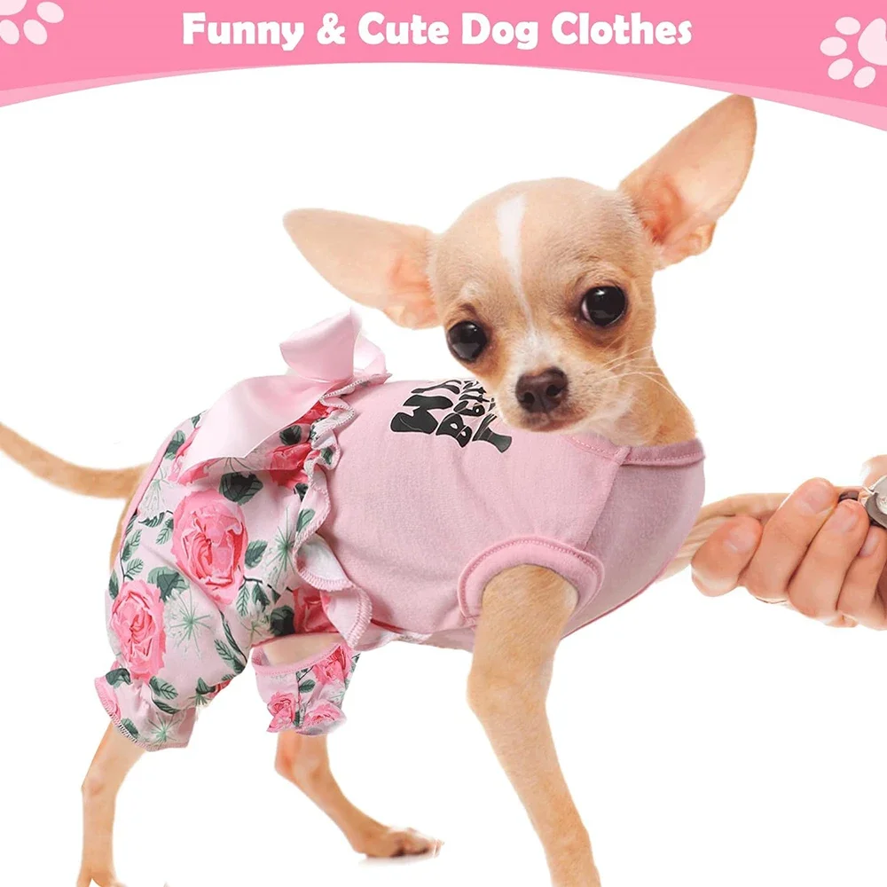 Floral Puppy Clothes Summer Small Dog Jumpsuit Soft Thin Overalls for Yorkie Rose Flower Girl Dog Pant 2024 New Cat Costume