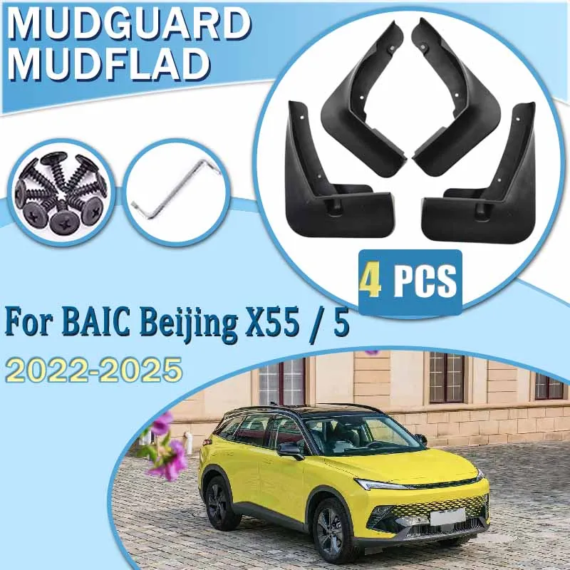 

For BAIC Beijing X55 Accessories X6 5 Tiger Six 2022-2025 4PCS Car Mudguards Splash Guards Wheels Protection Covers Wheel Parts