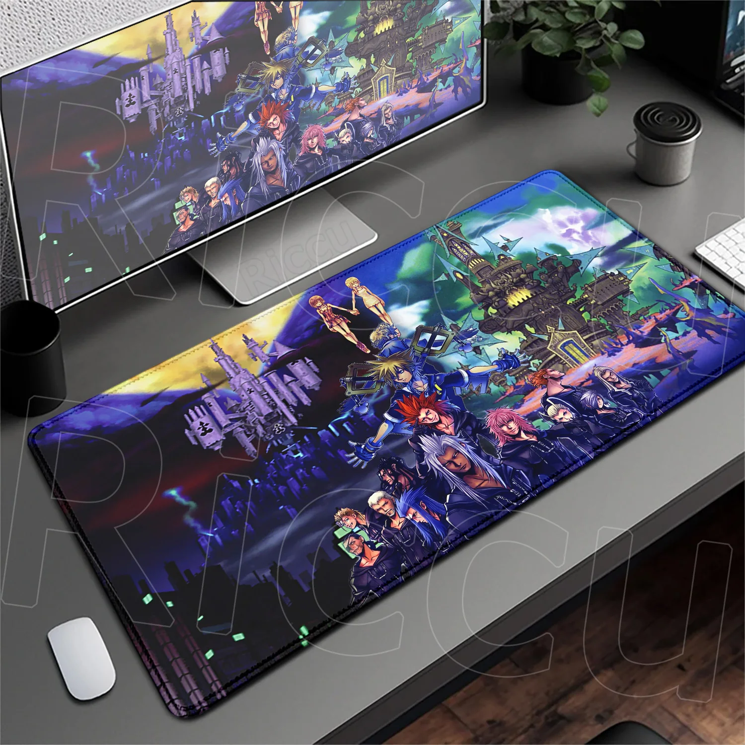 Podkładka pod mysz Anime Hot Gaming K-kingdom H-hearts Antypoślizgowa Długa Podkładka na Biurko XXL do Laptopa Rozszerzona Podkładka Pod Mysz dla Graczy Szybka Podkładka Pod Klawiaturę — zdjęcie produktu 2
