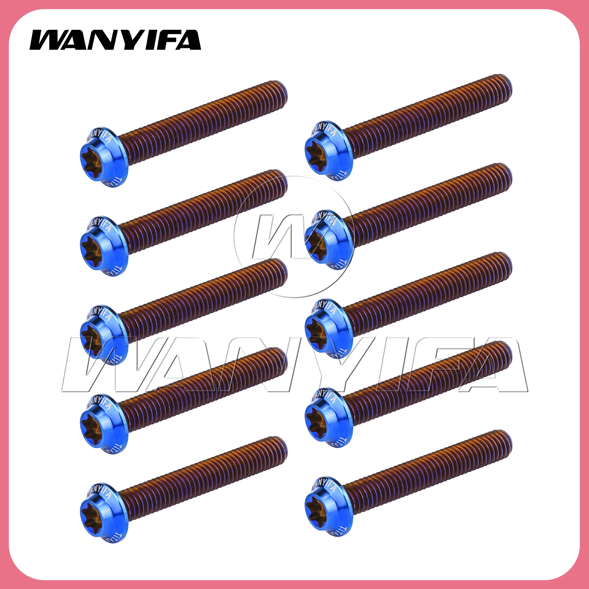 

Винты Wanyifa из титана, 10 шт., M3x6/8/10/12/15/18/20 мм, Torx T10, для крепления велосипедных дисков