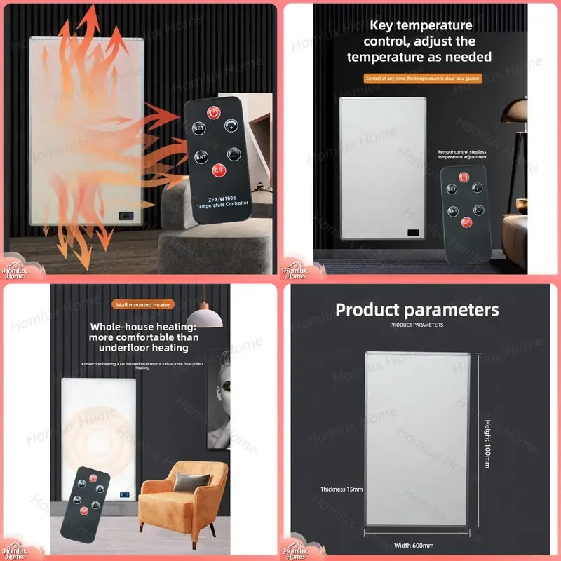 Infrared Heating Panels Wall Mounted Heater Freestanding Modern Indoor Space Heater with Custom Thermostat Energy
