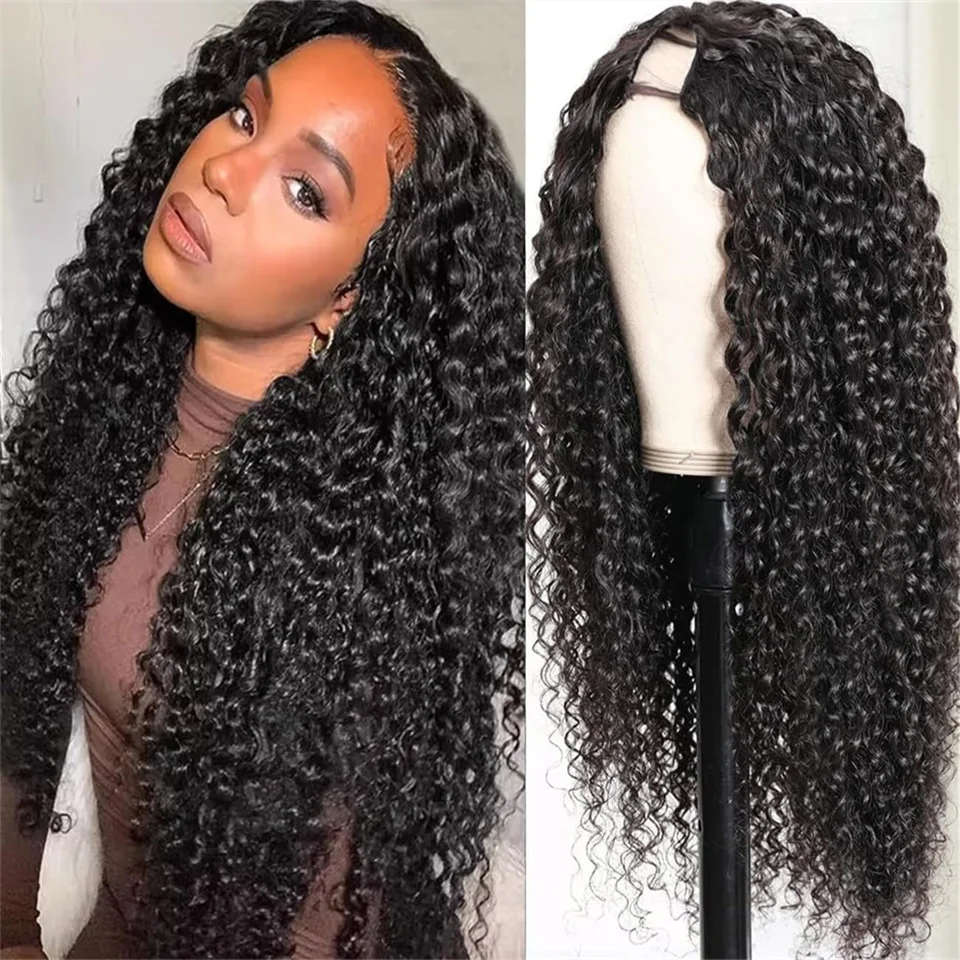 

32inch Curly U Part Human Hair Wigs Density180 No Leave Out No Glue U Part Curly Human Hair Wig Brazilian U Shape Wigs For Women
