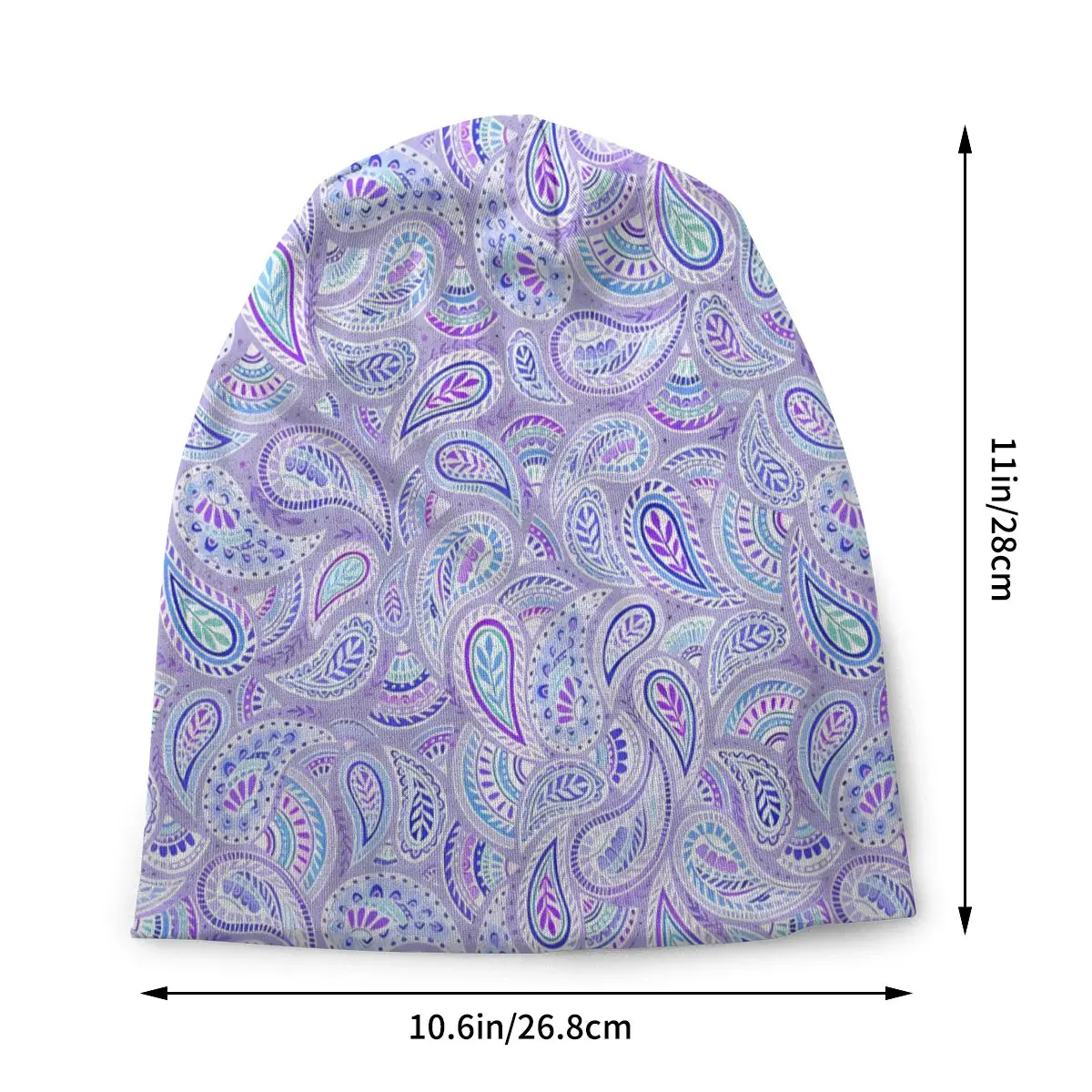 Purple Light Paisley Babylon Water Drop Autumn Female Thin Beanies Double Used Cycling Bonnet Hats