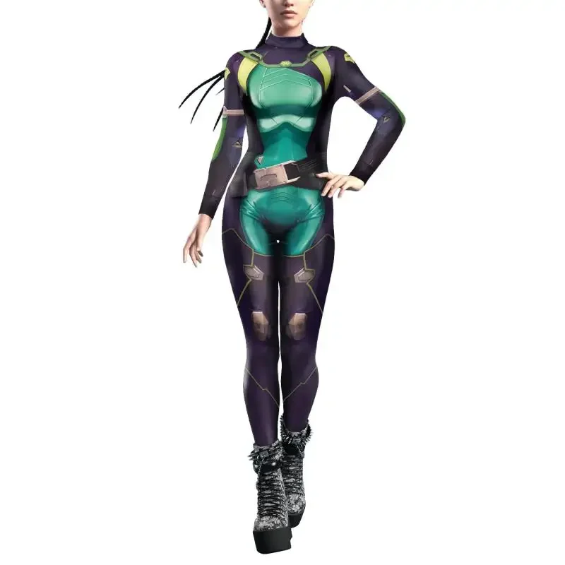 Teanoon เกม Viper ชุดคอสเพลย์ผู้หญิง 3D ชุดปาร์ตี้ Zentai บอดี้สูทแขนยาวเซ็กซี่ Catsuit เสื้อผ้าหญิง