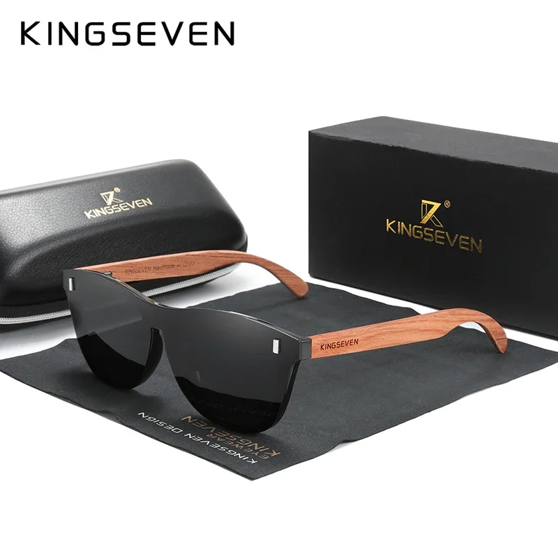 Genuine KINGSEVEN EN Women's Glasses Natural Bubinga Wooden Sunglasses Men Polarized Sun Glasses