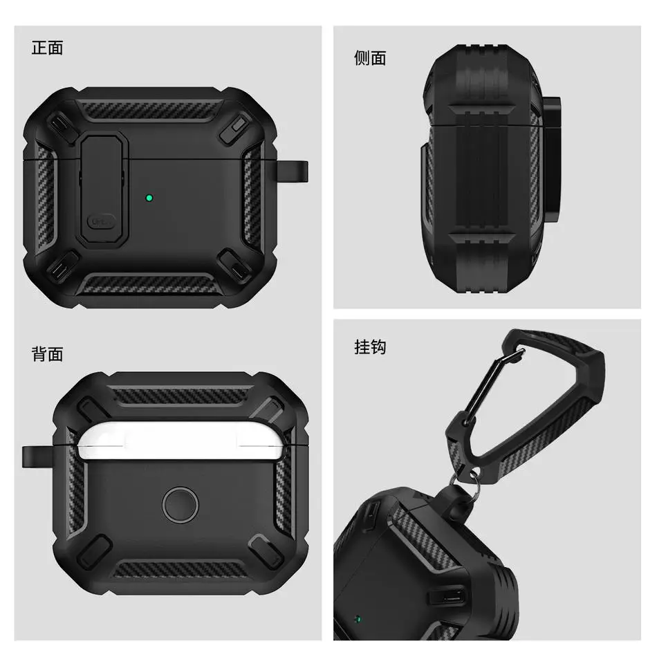 Funda de lujo para auriculares con interruptor para Airpods Pro 1a y 2.a generaciรณn, funda a prueba de golpes para Apple Air Pods 3 2 1, accesorios