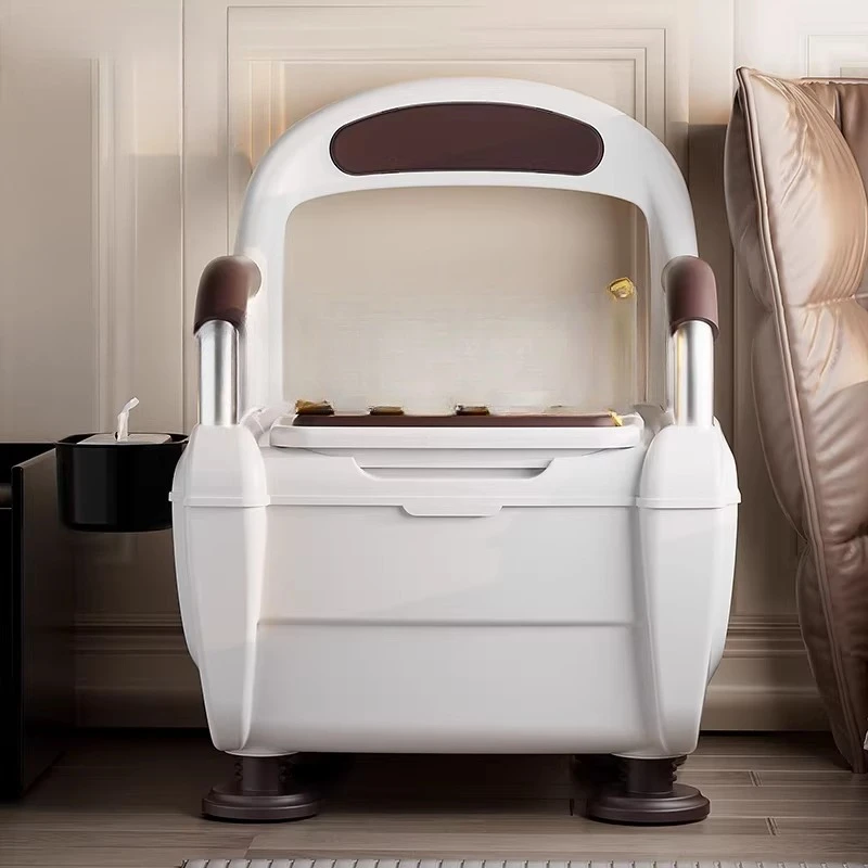 Portable Commode Chair, Foldable Toilet with Armrests, Bedside Potty for Elderly Pregnant, Patient Bathroom Safety Stool
