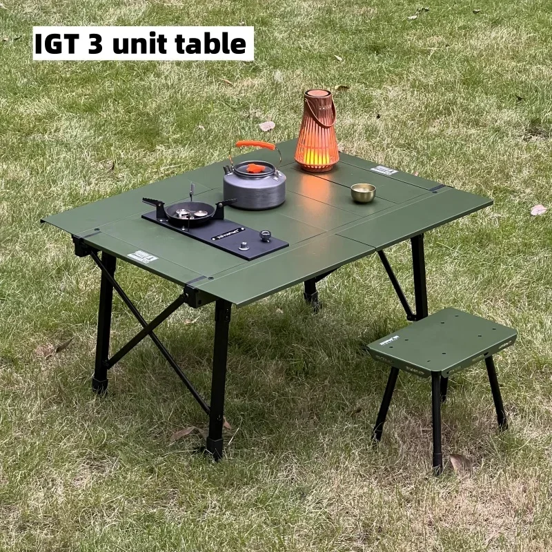 IGT Table 3-Unit Camping Table Green Folding Camping Outdoor Extensible BBQ Picnic Igt Table Igt Gear