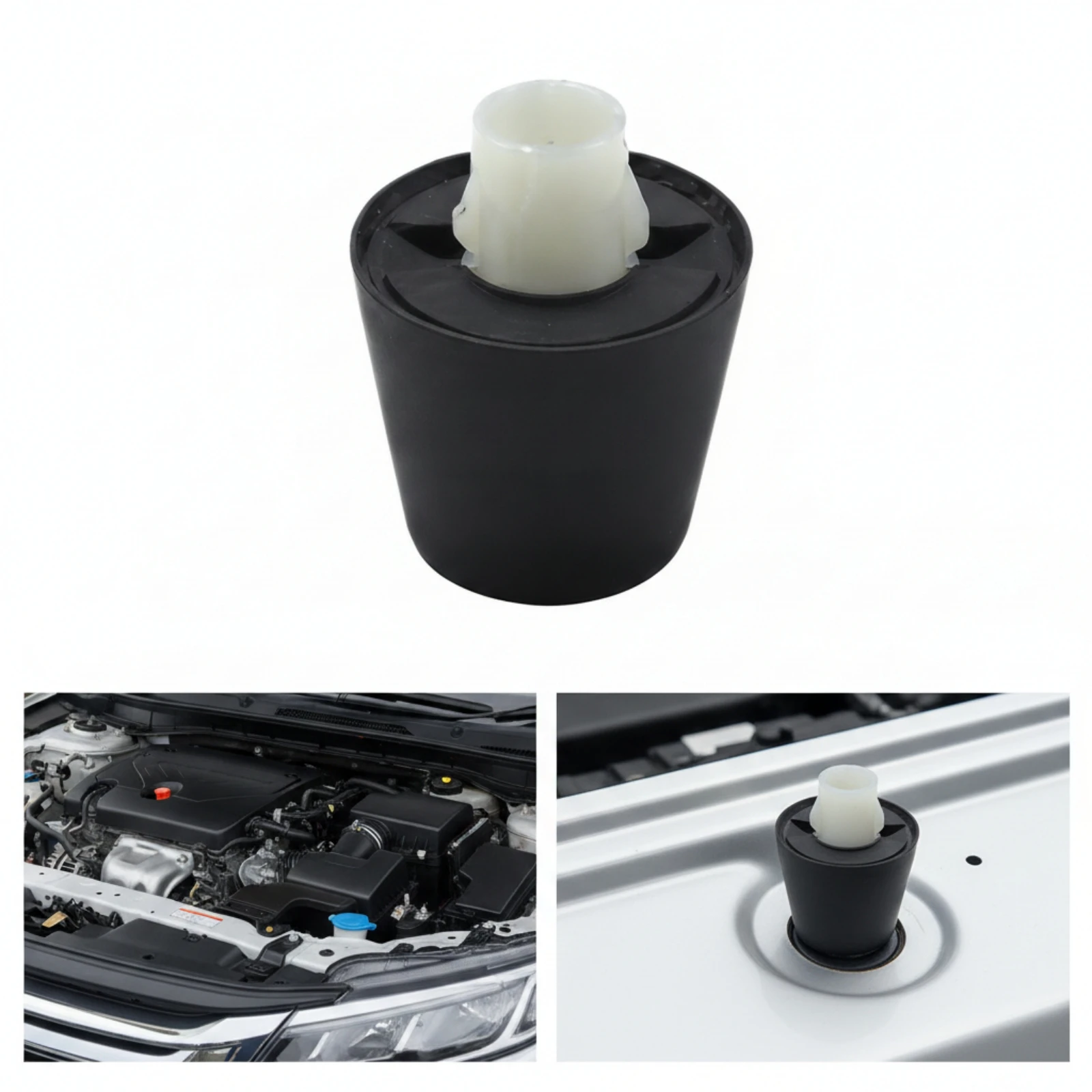 Rubber Hood Bump Stop Shock-Absorbing Hood Bump Stop with Central Insert Rubber Cushion Cushion Noise-Reducing Auto Part Black