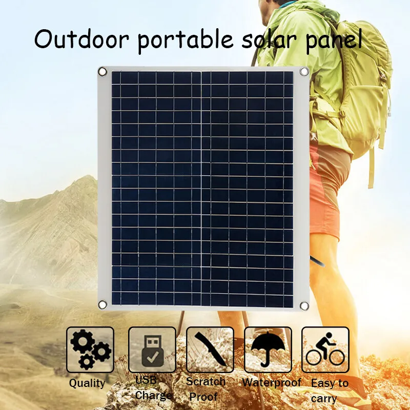 Monocrystalline Solar Panel Charger with DC/USB Connector 18V 60W For Car RV Boat Motorhome Outdoor Home Camping