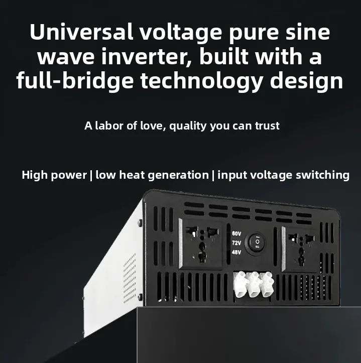 Pure Sine Wave Inverter 48V60V72V to 220V Universal Voltage High Power Battery Source Converter