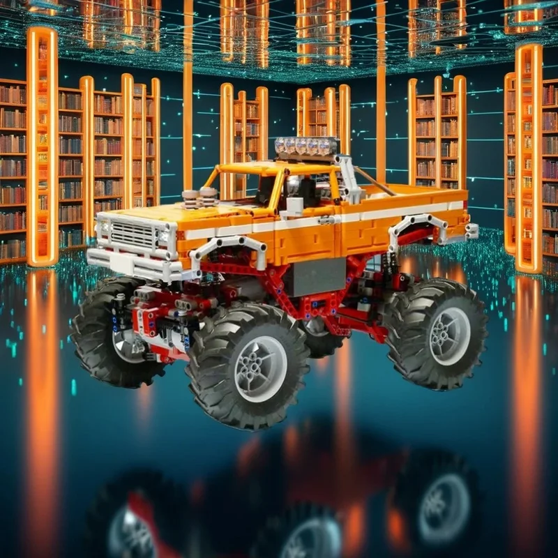 1683pcs MOC Technical Vintage Monster Truck Model Building Blocks Toy Craft Idea Collection Birthday DIY Art 3D Creative Display