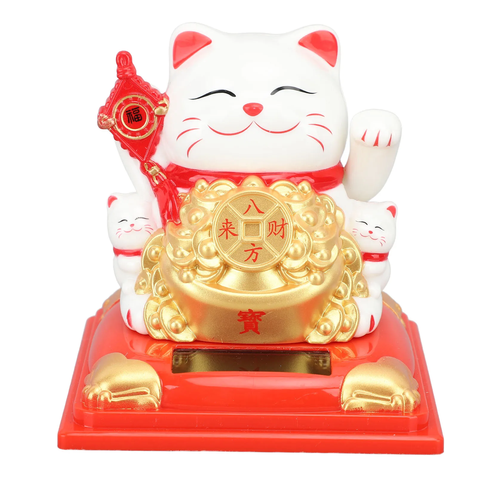 

Cute Lucky Cat Statue Vivid Expression Waving Arm Solar Fortune Cats Welcom Gift For Home Shop Decoration