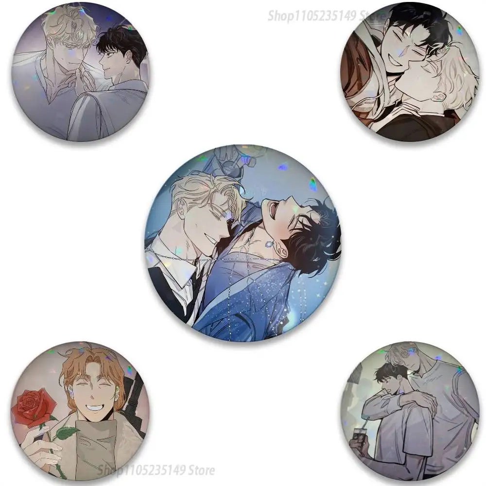 

Roses and Champagne 32 58mm Anime Handmade Round Brooch Exquisit Enamel Lapel Pins for Gift Clothes Hat Backpack Accessorie