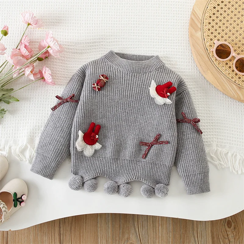 Girls Sweaters Children Winter Warm Knit Pullover 2026 New Kids Autumn Trendy Jumper Toddler Fashion Clothing 2-6 Years Old