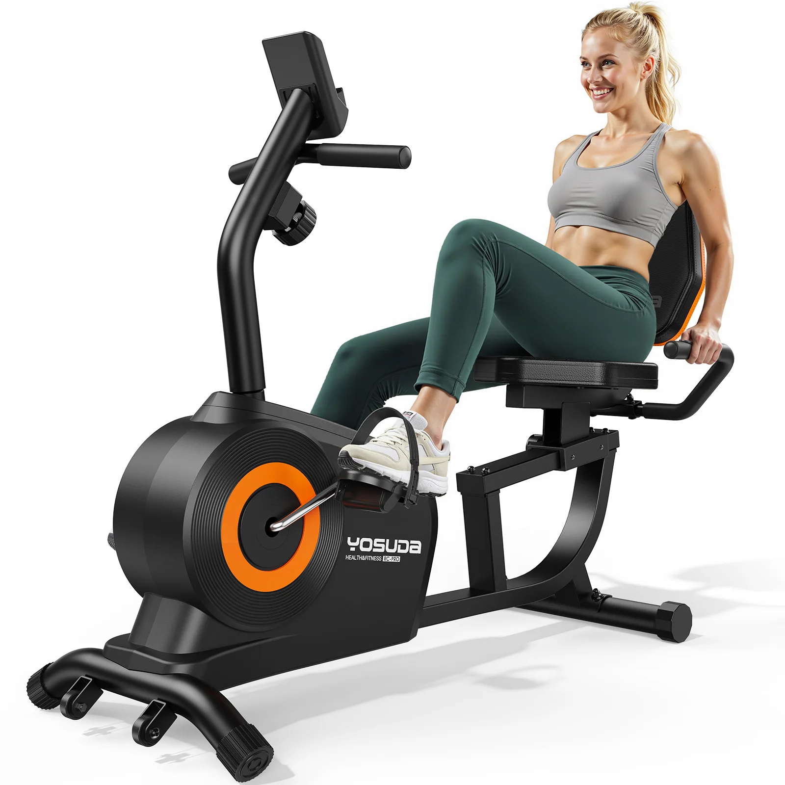 FED Fitness Yosuda Serie RE1 Liegefahrrad, 16 Magnetwiderstände, leise, verstellbarer Sitz, einfache Montage, LCD & Herzfrequenzsensor, 160 kg, für den Heimgebrauch