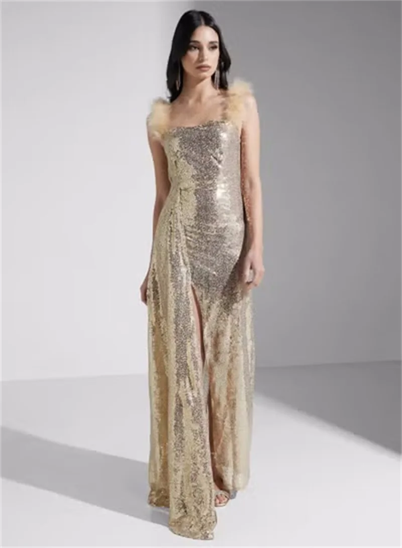 Robe de Soirée Classique Longue en Dentelle avec Fente Latérale, Tenue de Cocktail, Luxueuse, Nouvelle Collection 2024