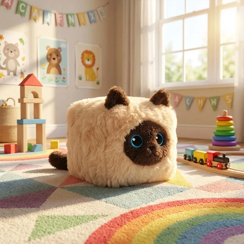 دمية قطة مربعة لطيفة من القطيفة، لعبة حيوان ناعمة لتزيين المنزل، ألعاب مريحة عالية الجودة، هدية عيد ميلاد للأطفال، هدية رفيقة