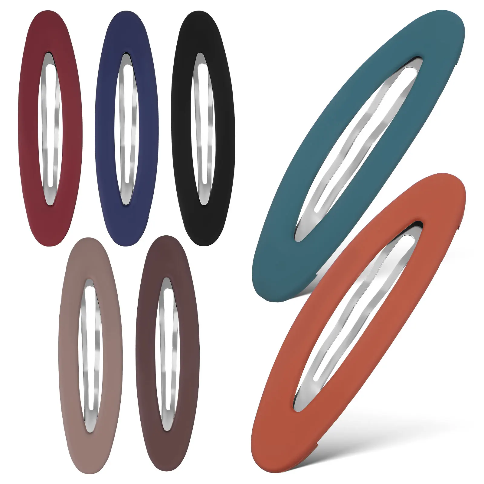 

7pcs Minimalist Clips Oval Snap Clips For Women Lightweight Flat Barrettes Small Hair Pins Cute Hair Accessories For Bangs