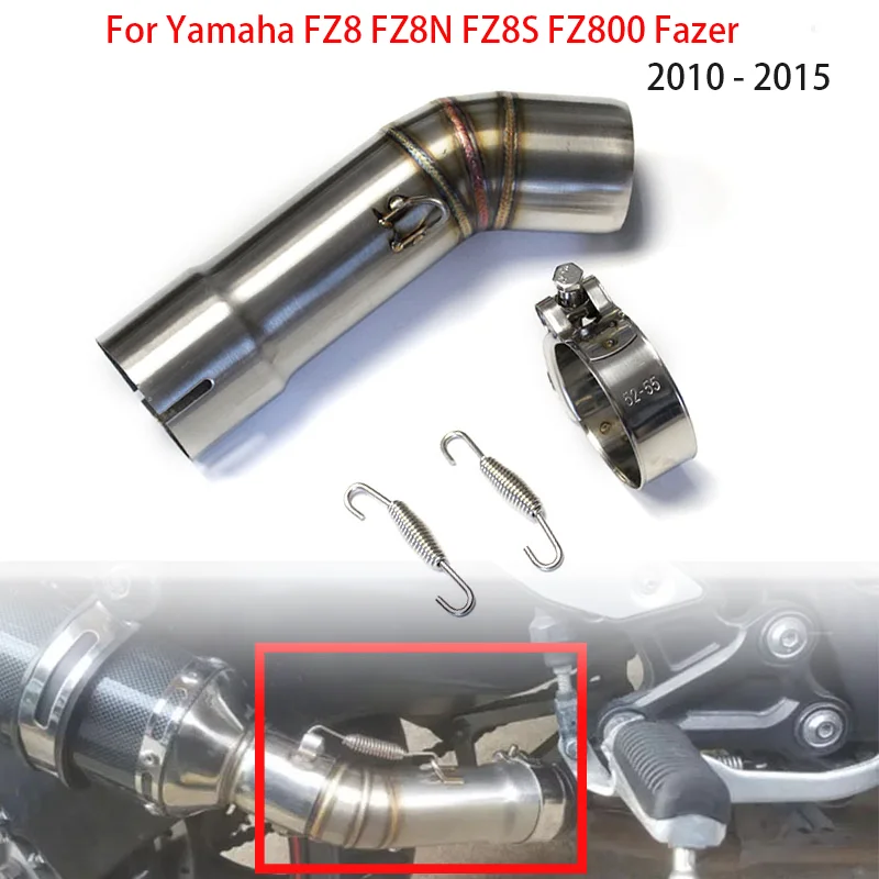 Para Yamaha FZ8 FZ8N FZ8S FZ800 Fazer 2010 - 2015 tubo de enlace medio de Escape de motocicleta de acero inoxidable 51mm
