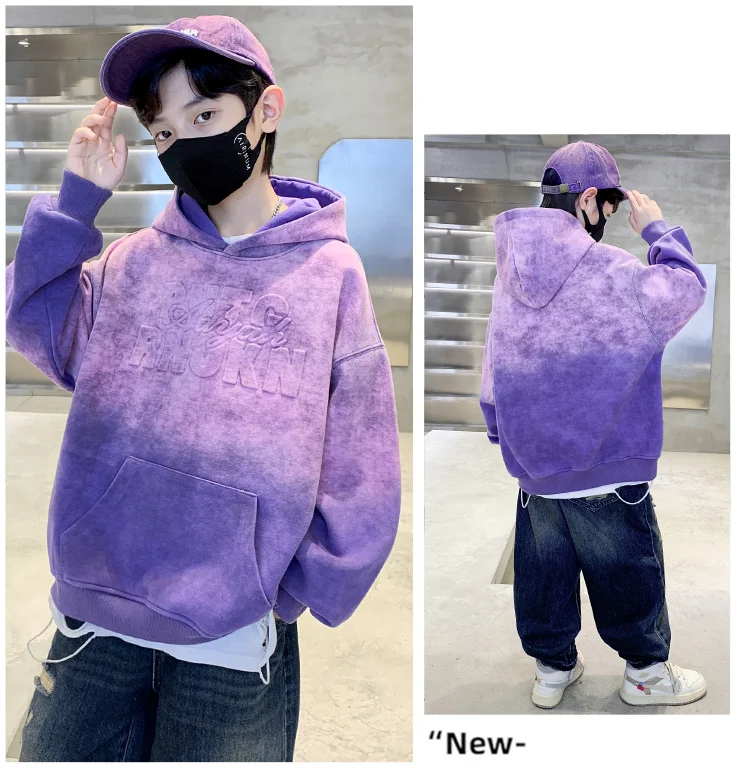 2025 Jungen Winter Warm Neu in Hoodies und Sweatshirts für Kinder Lila Neuheiten Fleece-gefütterte Oberbekleidung Kinder Dickes Sweatshirt – Detail 6