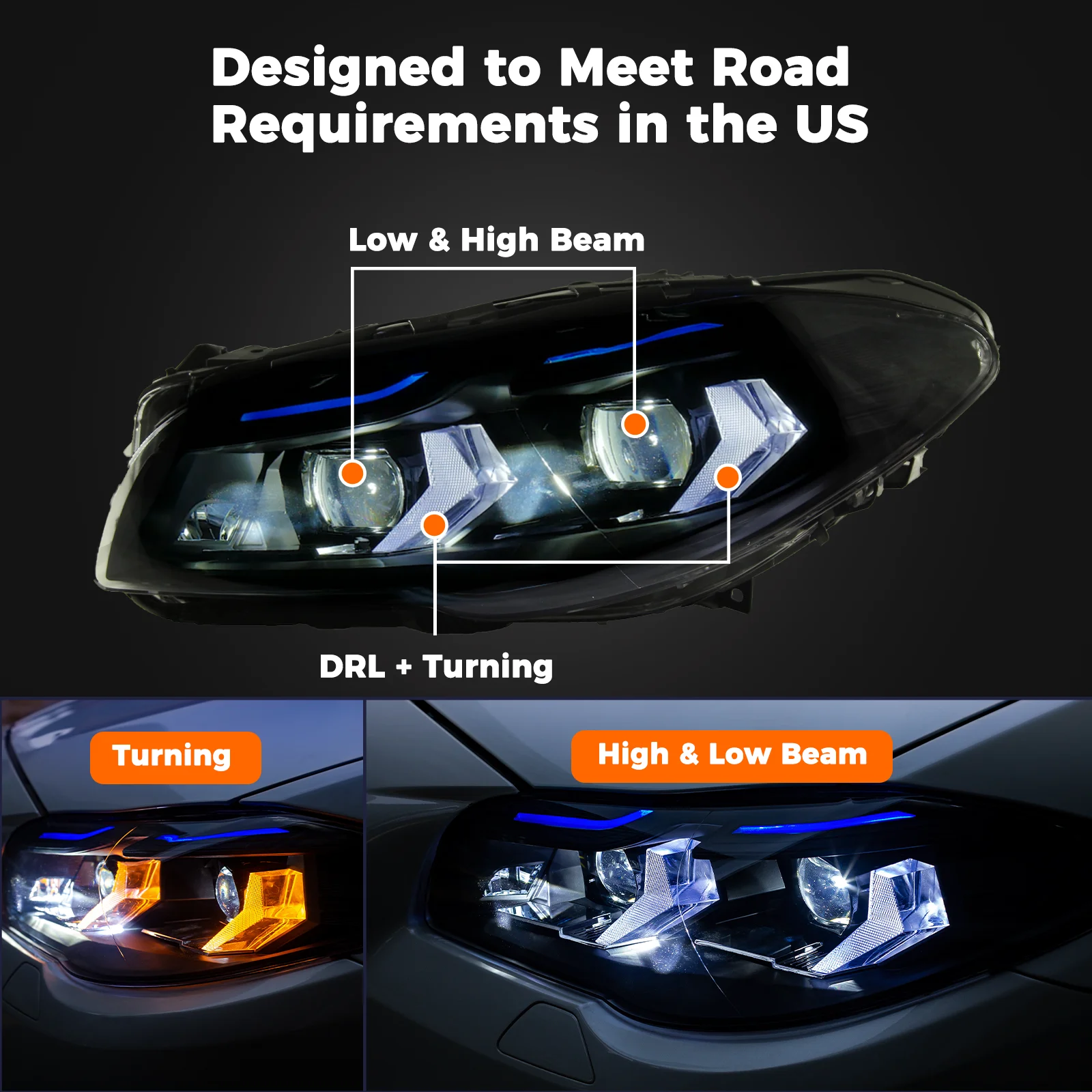 Car LED Headlight for BMW 5 Series F10 2011-2013 2014-2017 520-523-525-528-530-535Li,Dynamic startup（AFS systems not fit)