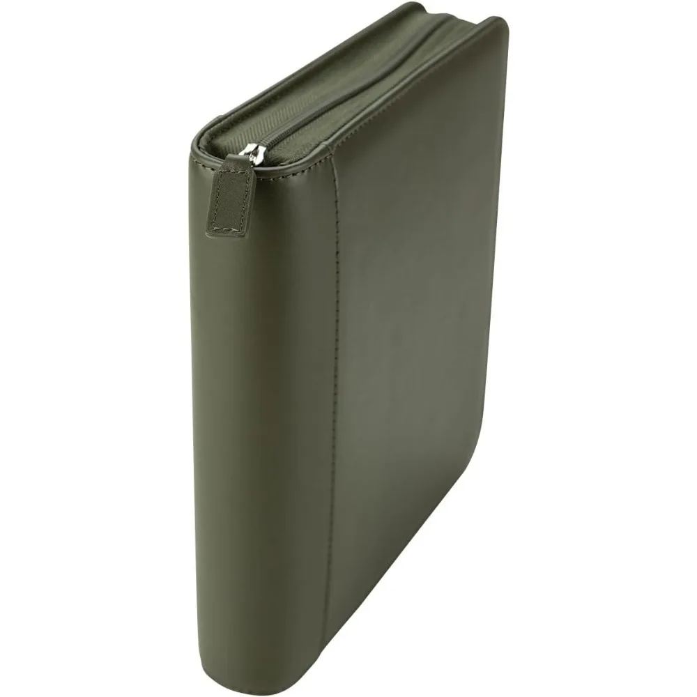 Leather Zipper Binder for Planners - Classic Olive, FranklinCovey Signature Ring-Bound Organizer