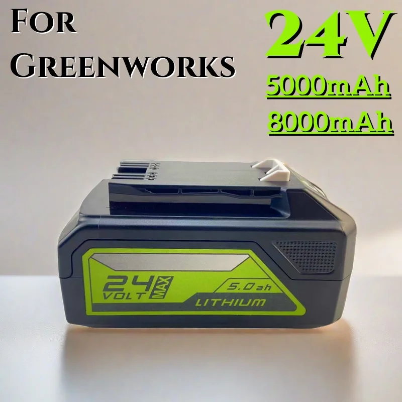 24V 8.0/5.0Ah Lithium-ion Replacement Battery G24B2 for Greenworks ALL devices of 24V tools 29842 29852 BAG708 29322 21342