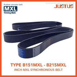 Trapezoidal Tooth B151 To B 215 MXL Timing Belt Length LP=306.83 To 436.88MM Width 4.8/6/10/12.7MM High Torque Toothed Belt