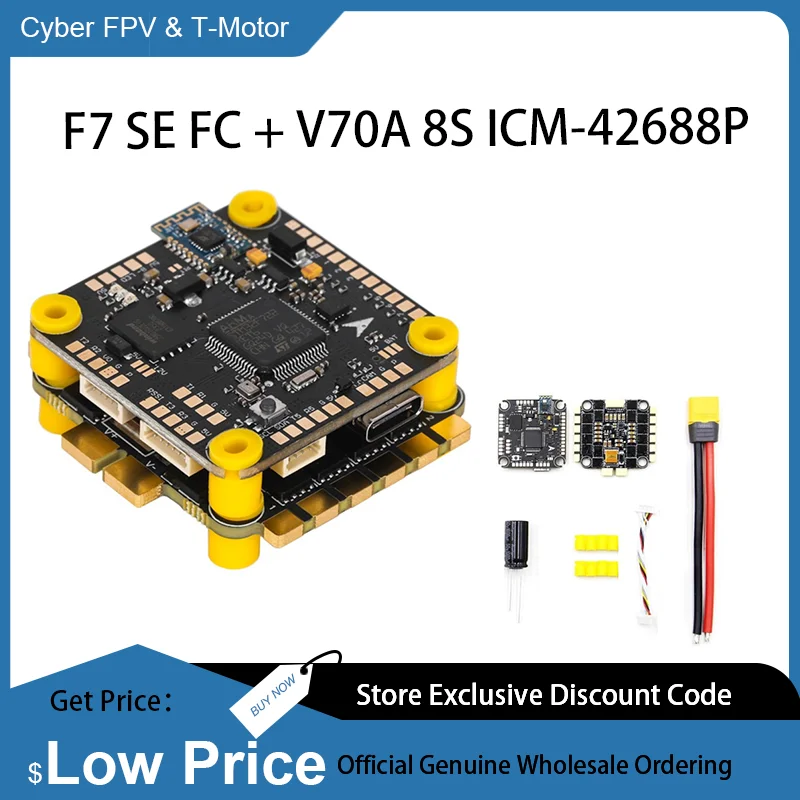 T-MOTOR T-HOBBY Velox F7 SE V70A 8S Stcak - F7 SE 8S FC + V70A 8S ICM-42688P 4in1 ESC - 30x30