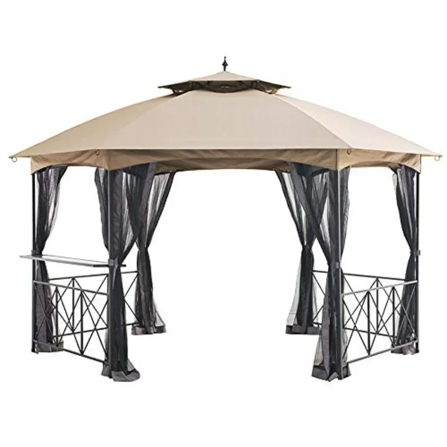 Replacement  Top Cover for The Genoa Hexagon Gazebo - RipLock 350 Weather-Resistant Polyester Charcoal Grey UV Protection and W