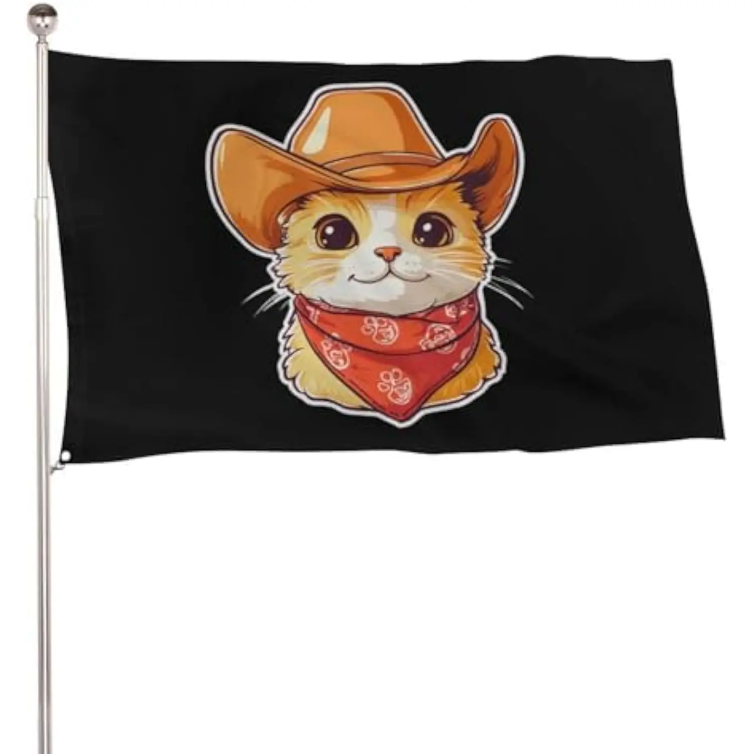 Cowboy Cat Meowdy Bandana Flag Durable Indoor Outdoor Banner with Grommets