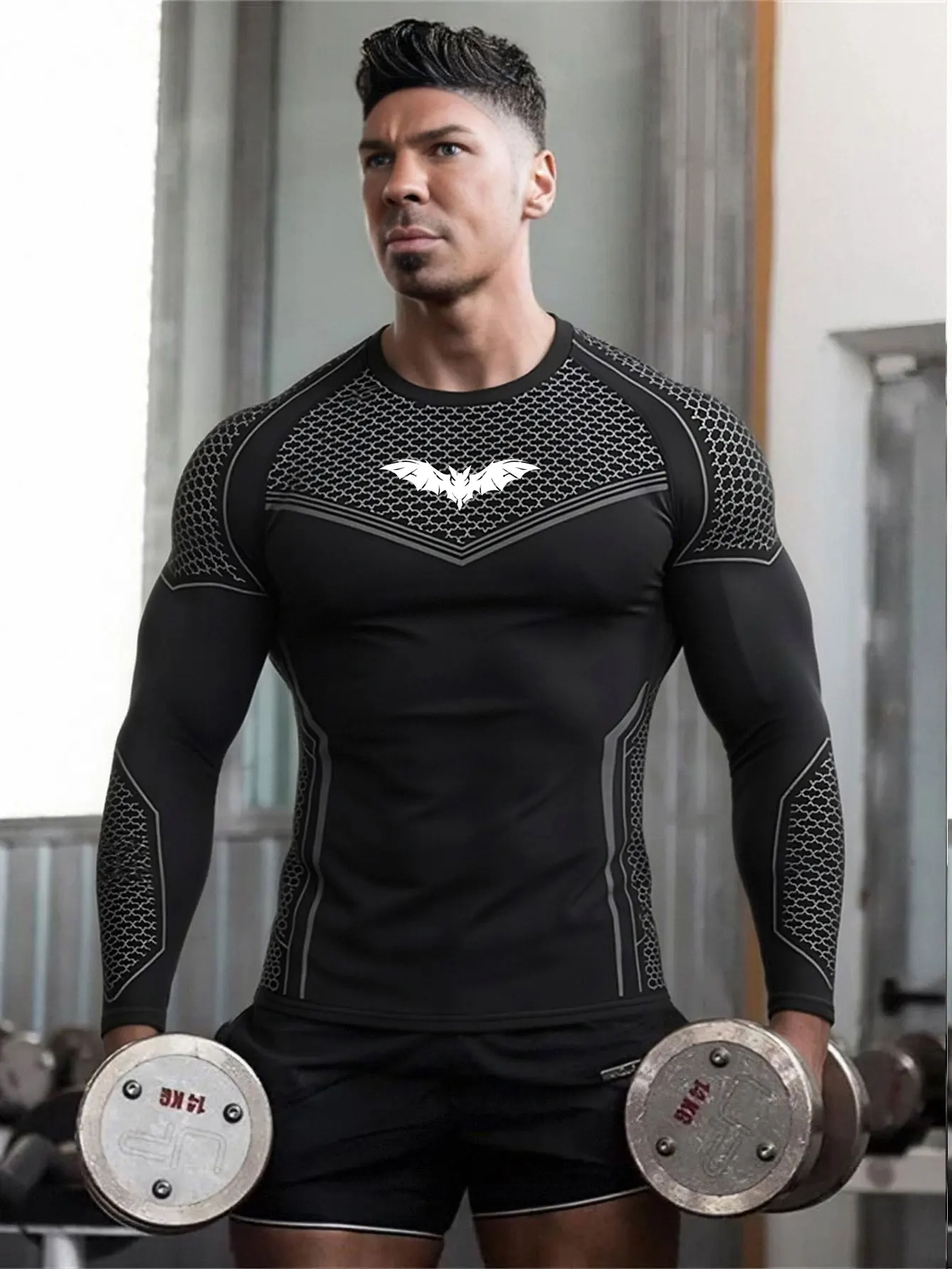 One piece of men's tight-fitting long-sleeved thin quick-dry high elastic fitness top suitable for spring and summer sport
