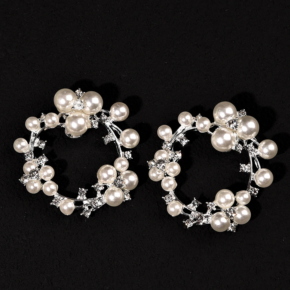

Crystal Rhinestone Shoe Clips Sparkle Buckles Sparkly Bridal Decorative Pearl Flower Decoration