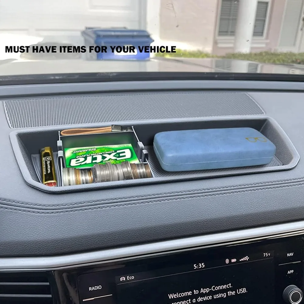 

Dashboard Organizer Interior Tray for VW Atlas and Cross Sport 2018 2019 2020 2021 2022 2023 Accessories Dash Mounted Storage