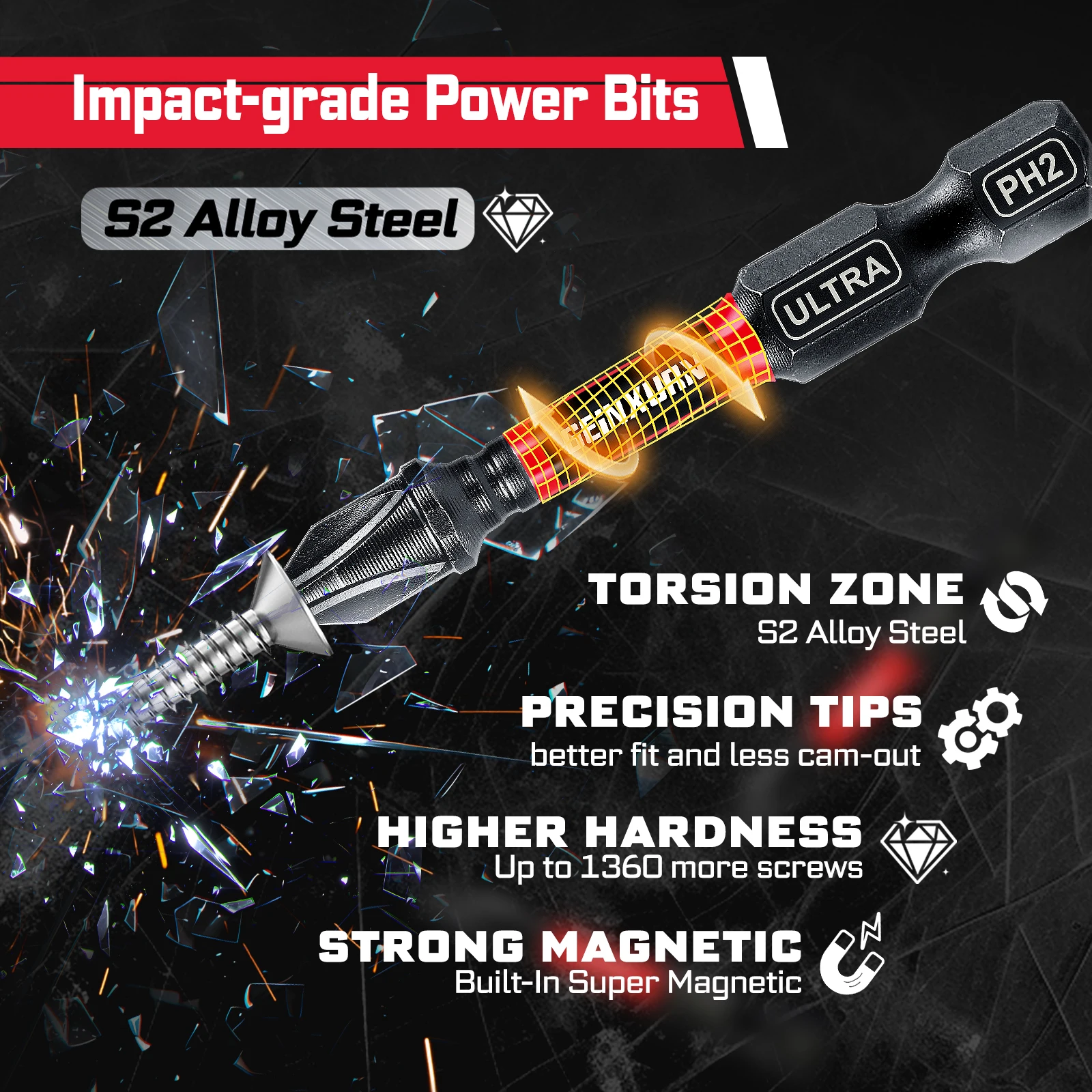 Geinxurn 66Pcs Tools Set Packaged,Impact Screwdriver Bits, Nut Driver, Mini Ratchet Wrech and Impact Bit Holder for Home Repairs