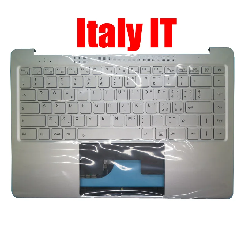 Подставка для рук и клавиатура для ноутбука Microtech для электронной книги Pro EB14WIP32 EB14WIC32 N4000 N5000, Италия, новая с подсветкой, серебристая