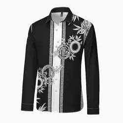 Fashion men's casual shirts soft and comfortable luxury designer bamboo black and white men's tops suit lapel plus size