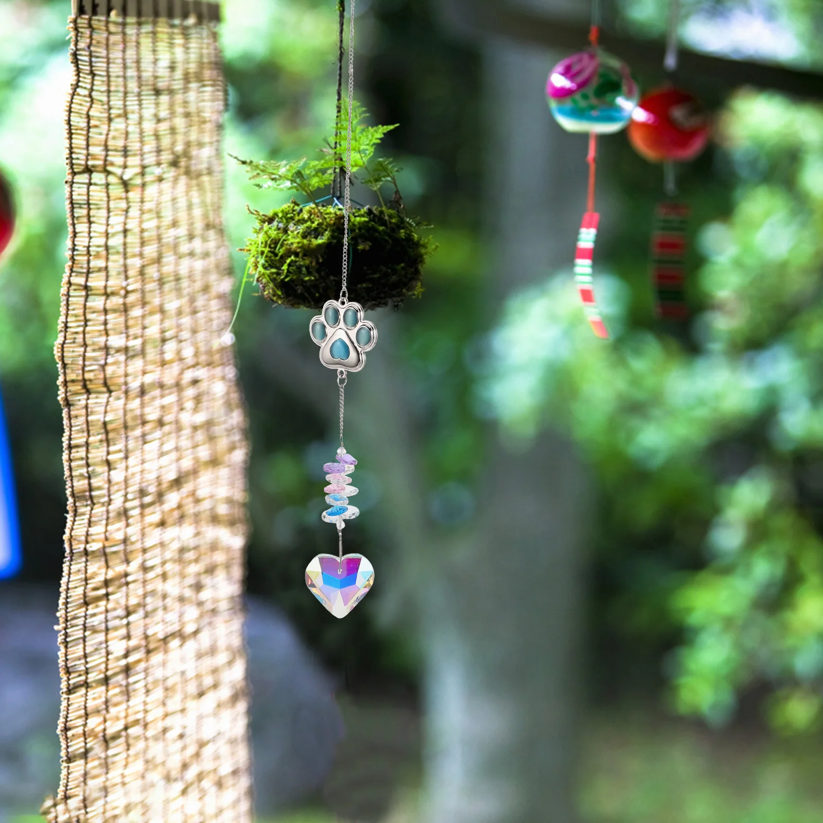 

Crystal Wind Chime Dress Hanging Ornaments for outside Heart Shape Chimes Dog Sun Catcher Decors Memorial