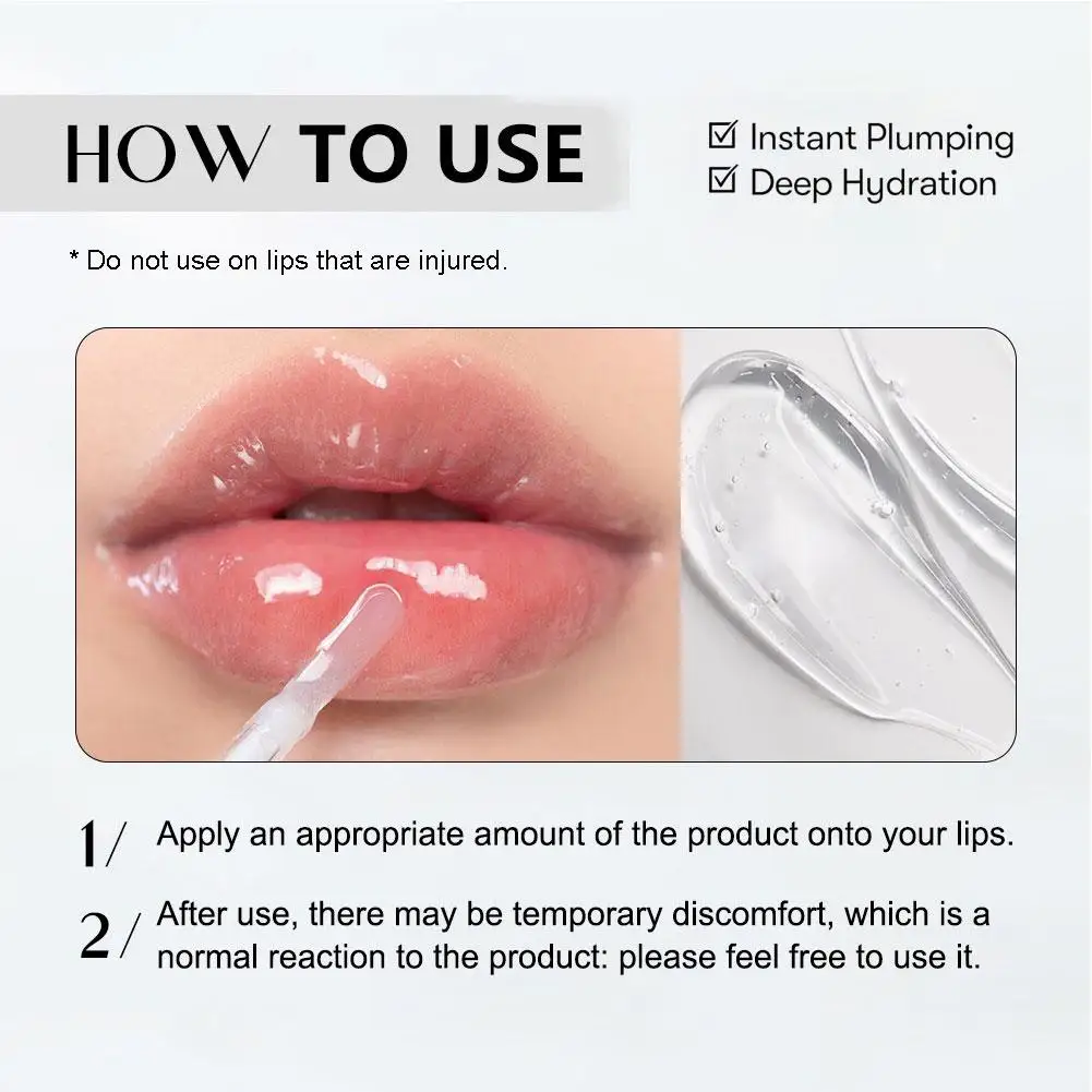 Transparentes Lippenöl der Marke New Plumps Lips reduziert Lippenlinien spendet Feuchtigkeit und verhindert Trockenheit und natürlicher sanfter Lippenstift