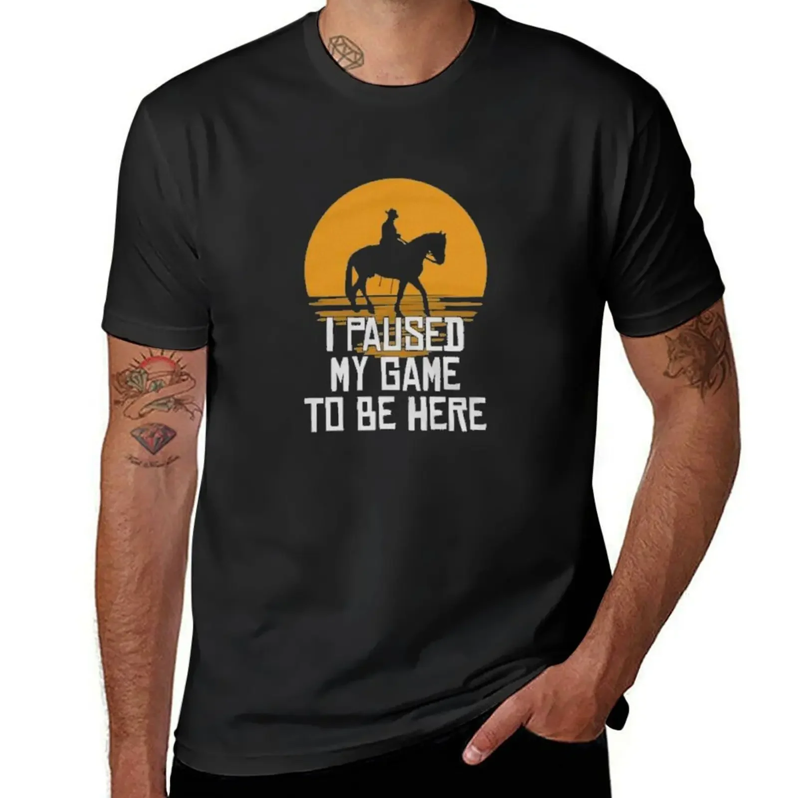 

i paused my game to be here T-Shirt funny shirt cotton graphic tee shirt anime stuff aesthetic clothes plus size men clothing