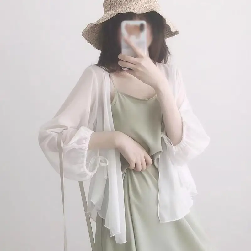 

Women Sun Protection Shirt Thin Shawl Chiffon Cover up Summer Lightweight Breathable Casual Outer Covering Gauze Chiffon Top