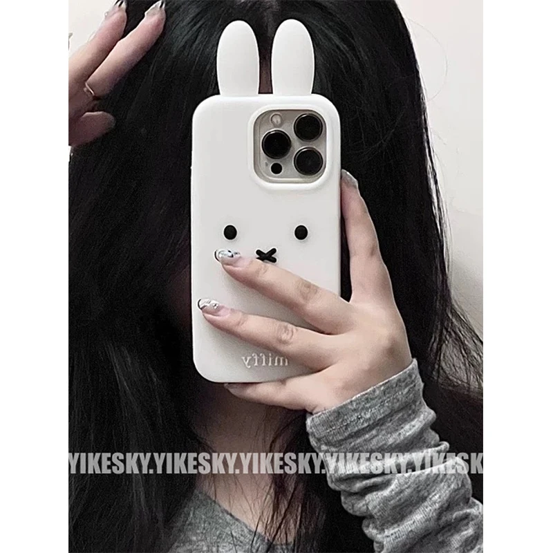 Kawaii Miffy Iphone 11/12/13/14/15/16ProMax Phone Case Silicone Cute Anti-drop Simple All-wrap Soft Case Christmas Toy Gift