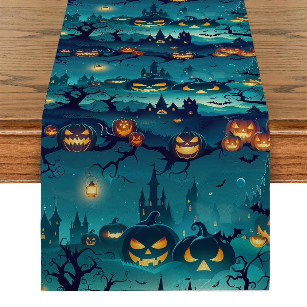 Halloween Pumpkin Head Is Scary and Spooky Table Runners Washable Dresser Dining Coffee Table Runner Wedding Holiday Party Decor