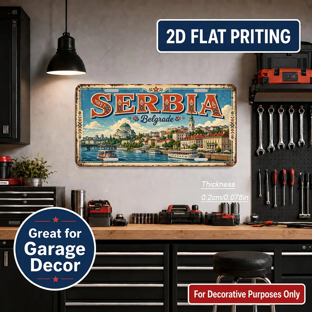 2D Flat - 【2D Flat】 2D Flat - [2D Flat] 2D Flat, 1pc, Serbian Theme Retro Sign, for Decoration Solely, Home Decor, Birthday Gift