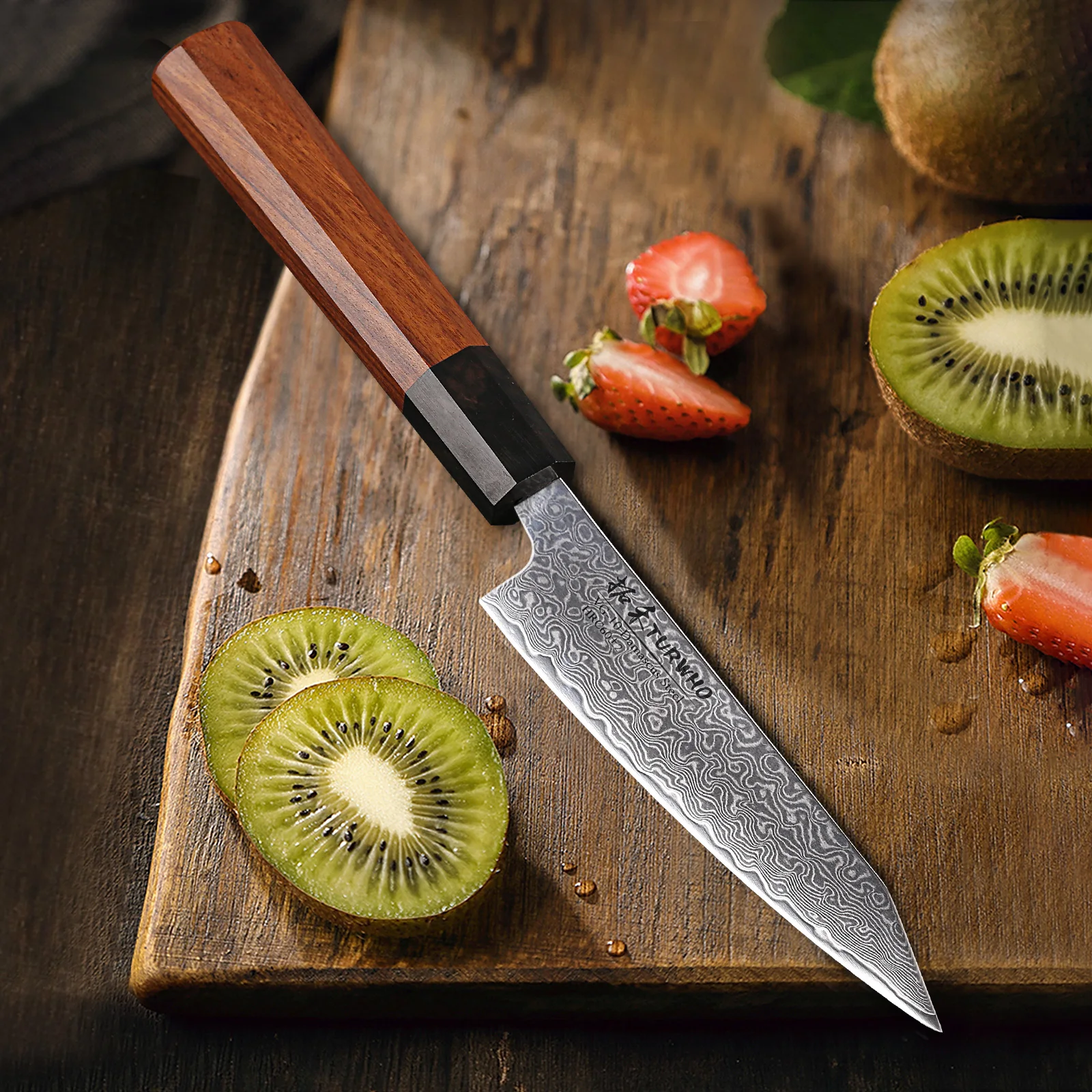 Imagem -02 - Turwho-faca Japonesa Forjada à Mão Damasco Facas de Chef Corte de Frutas Carne Cozinha Artesanal Polegadas