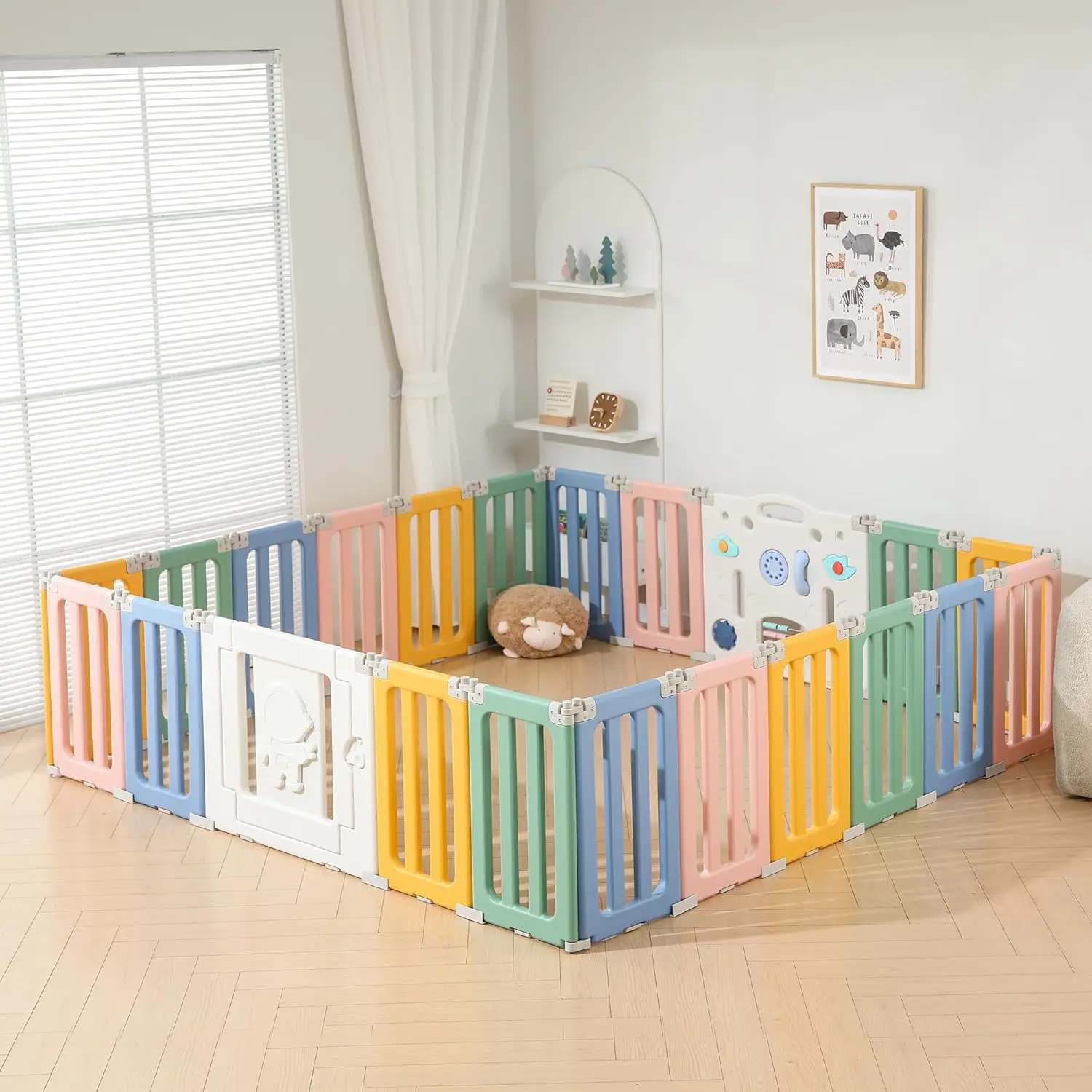 Bolígrafo de juego plegable - Patio de juego para bebés extra grande de 22 paneles, valla portátil para bebés - Colorido