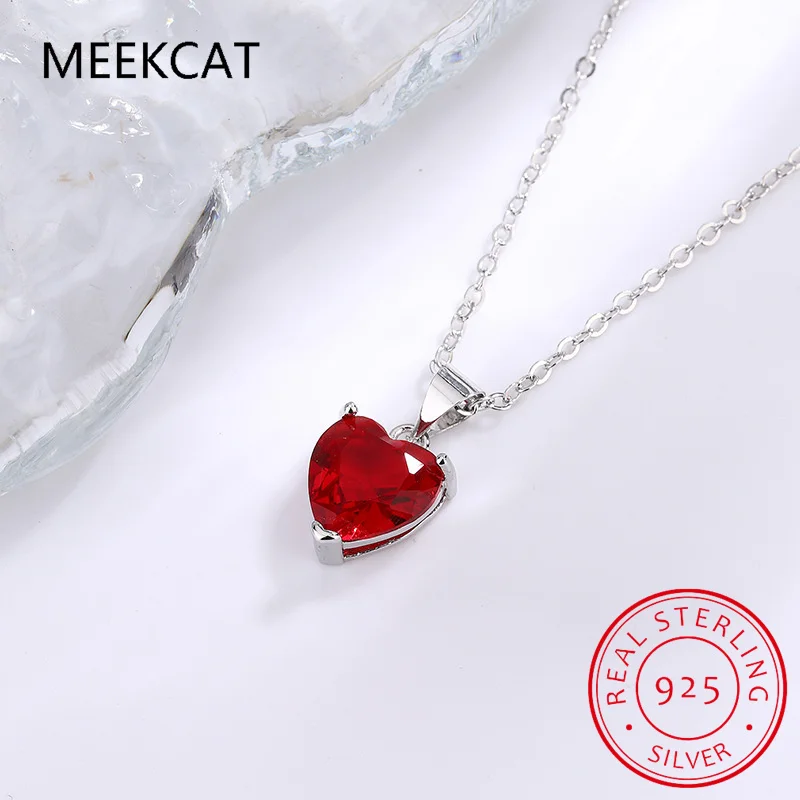 Garnet Natural citrino Topacio Azul Esmeralda verde rubí Plata de Ley 925 colgante de corazón collar gargantilla de joyería de piedras preciosas coloridas