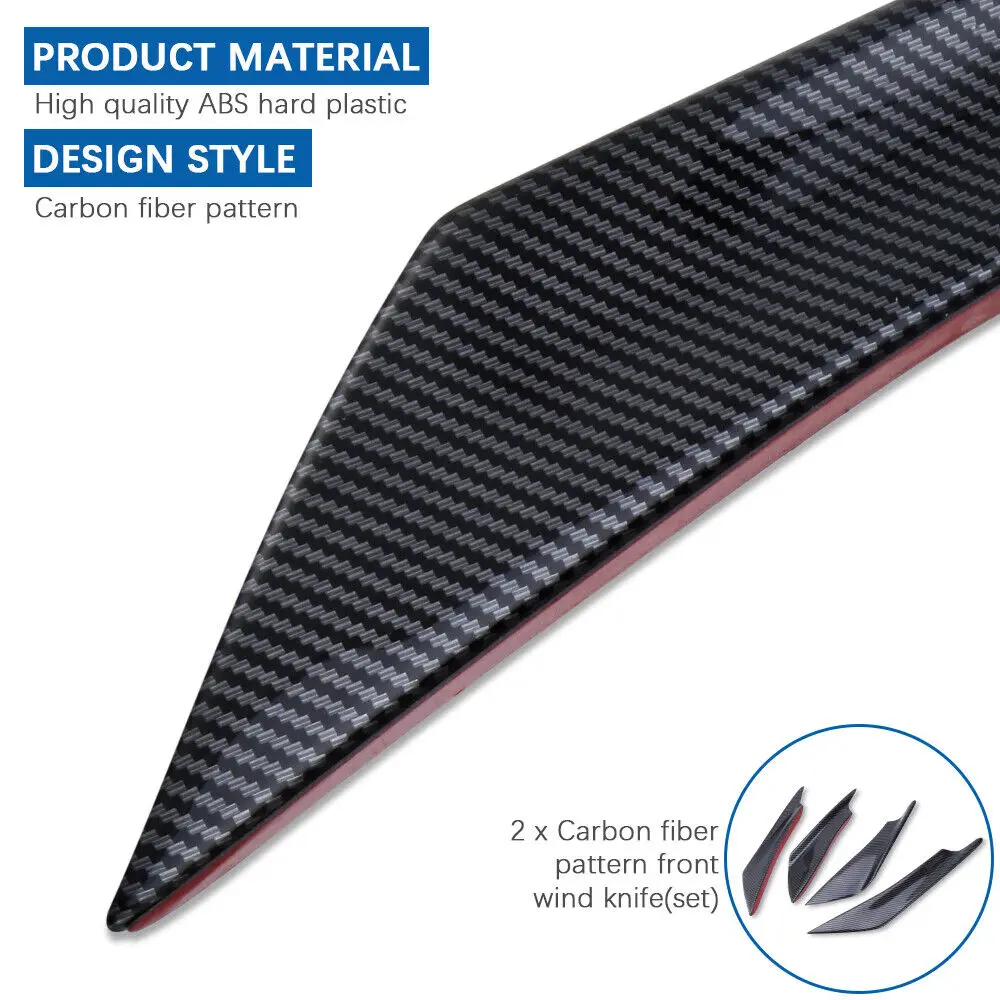 LAICY 4PCS For Mitsubishi Lancer EVO 2002-2017 Car Front Bumper Canard Splitter Lip Splitter Fins Diffuser Guard Body Spoiler